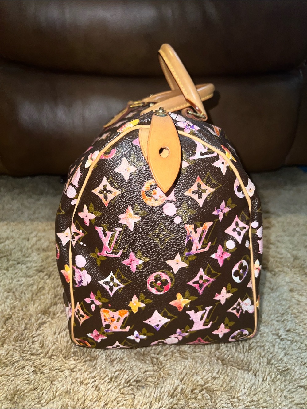 Louis Vuitton Brown Watercolor Aquarelle Speedy 35 Canvas - Picture 4 of 10
